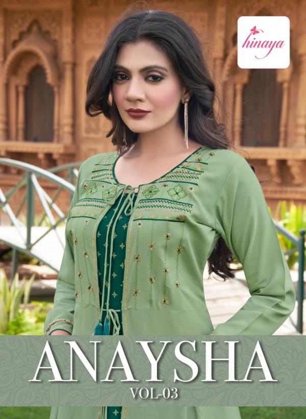 Hinaya Anaisha Rayon Designer Embroidery Kurti Collection